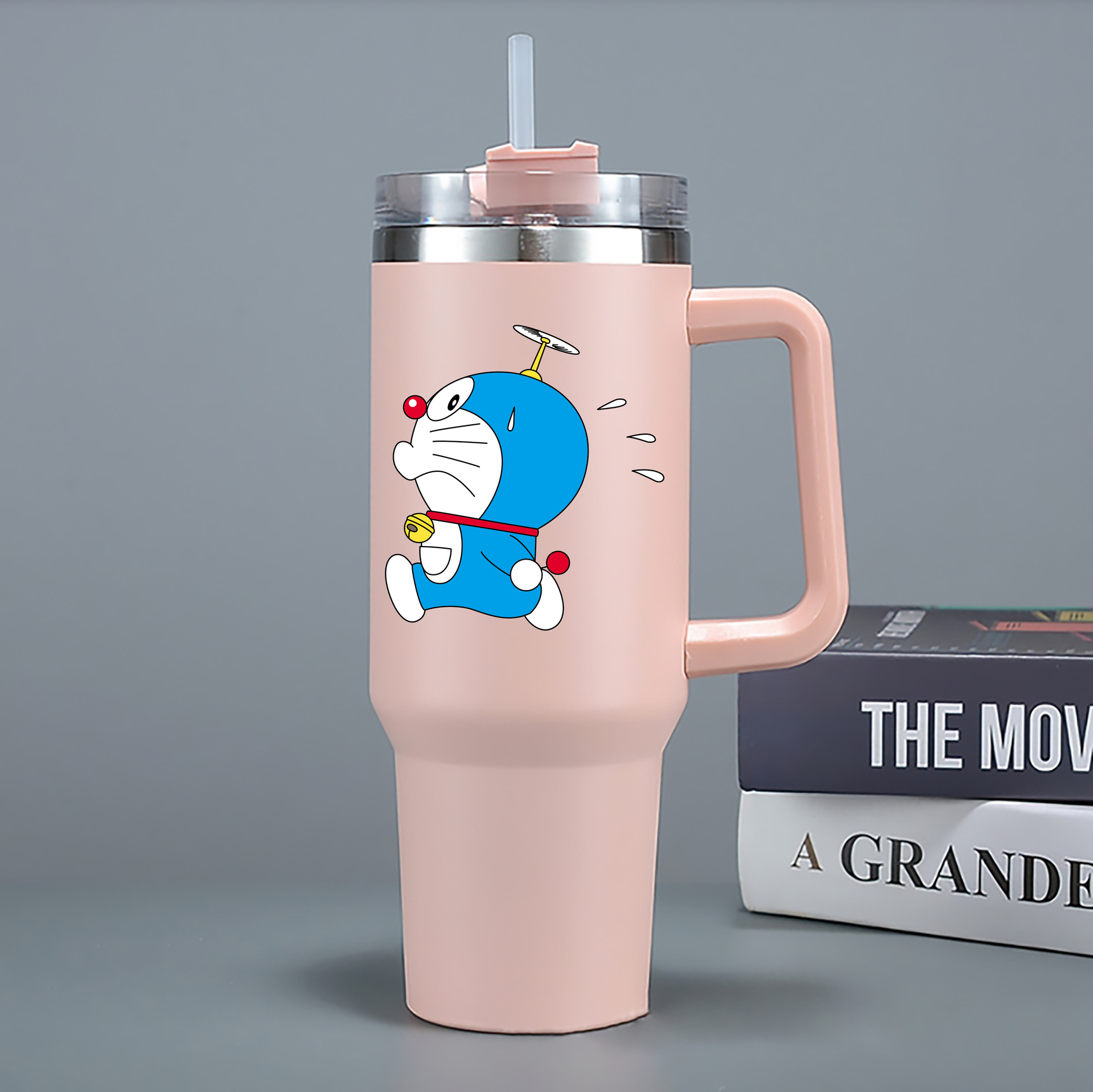 （画像用） ドラえもん Doraemon 1200mL車用タンブラー - クリスタルステッカー（プラスチックストロー付き）